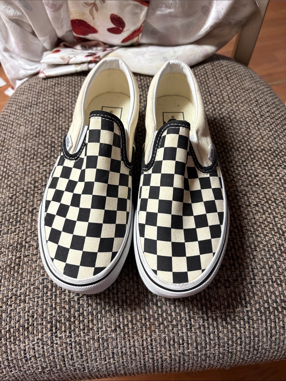 Vans Slip-On Sneakers - Black & Cream Checkerboard